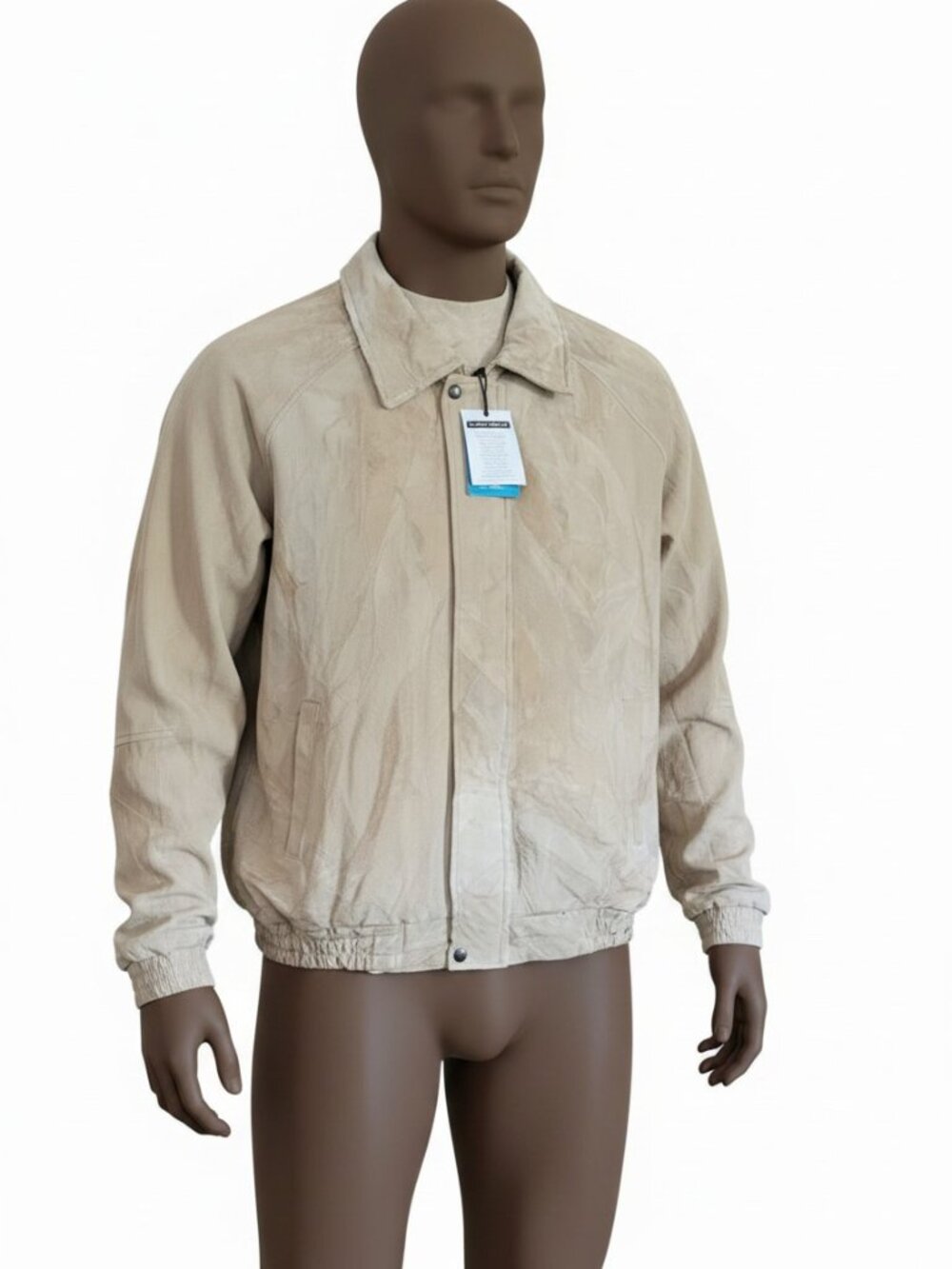 NWT Leather Works vintage Men's Tan  genuine leather patchwork Jacket zipper 3XL